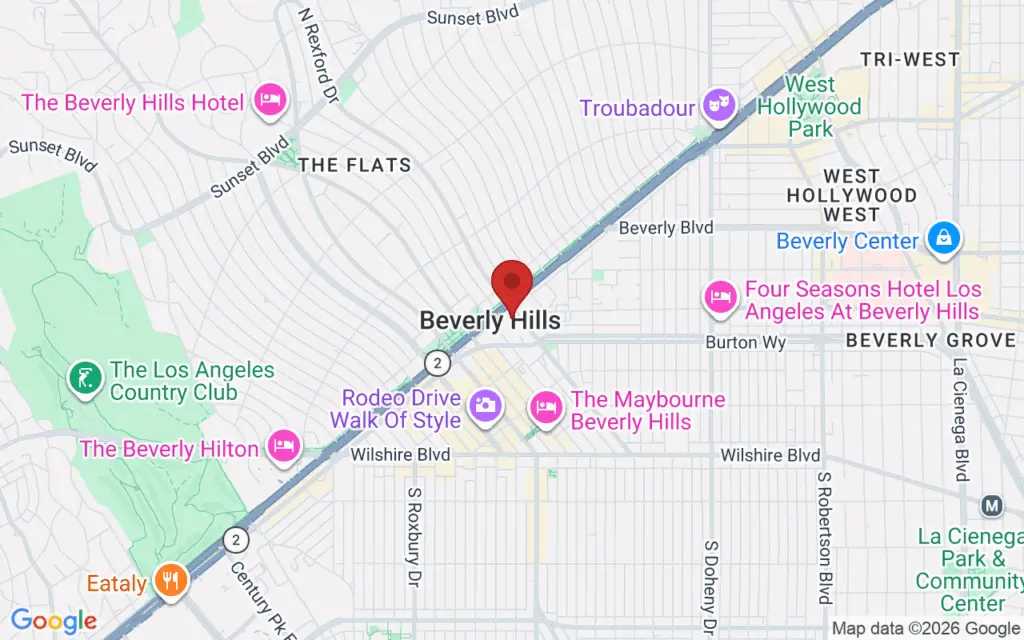 Map showing the location of Beverly Hills City Hall at Christmas in Beverly Hills