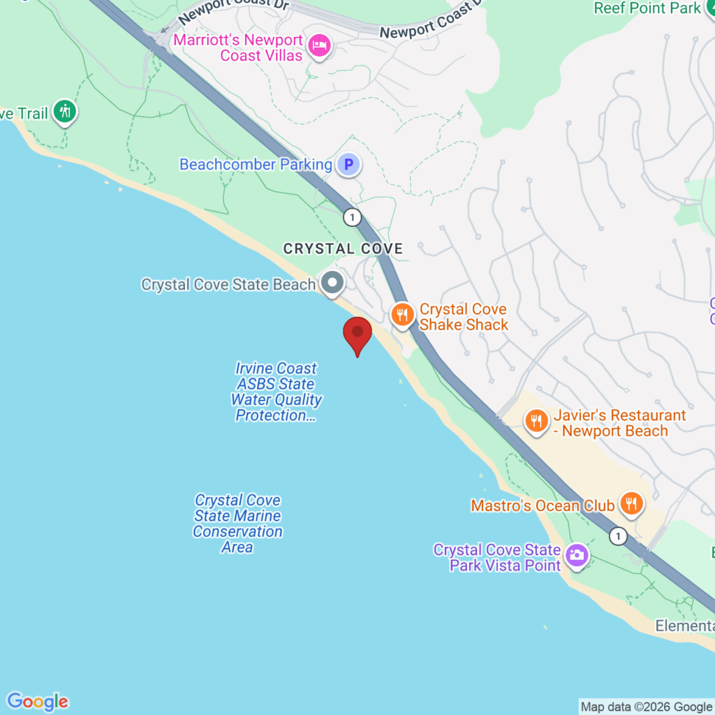 Map of Crystal Cove Tree Lighting in Orange County