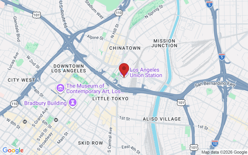 Map showing the location of Holidays at Union Station Los Angeles in Los Angeles
