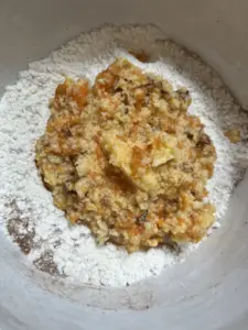 Mbatata sweet potato cookies, combining the dry and wet ingredients