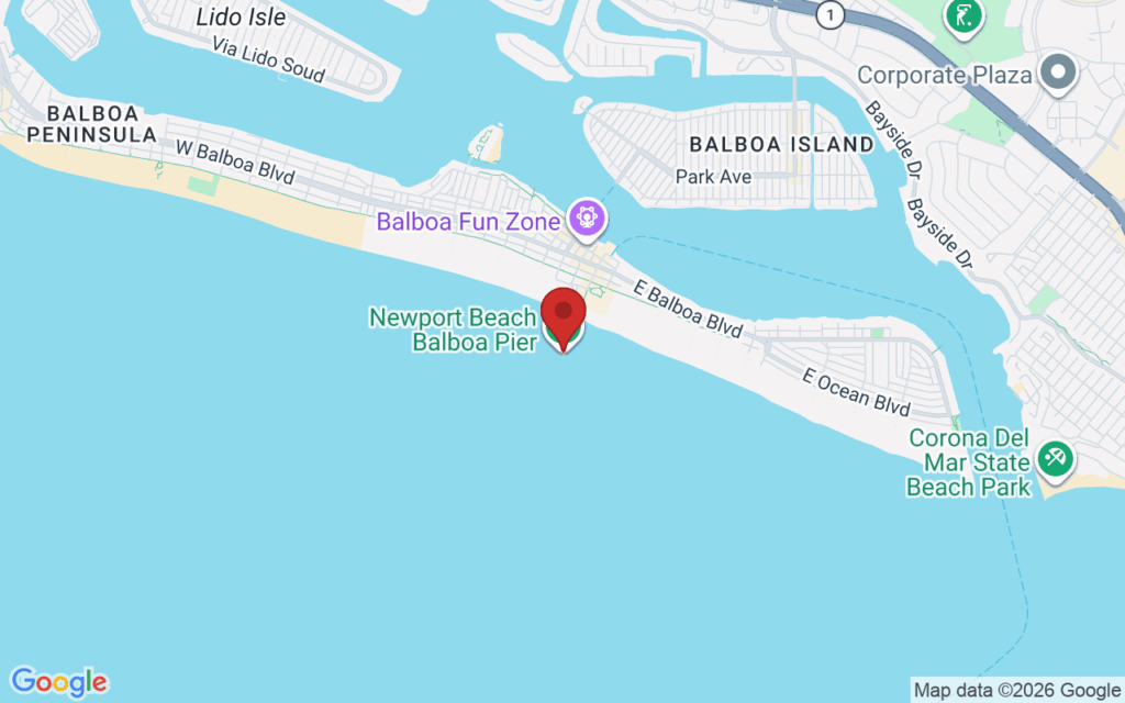 Map showing the location of Newport Beach Christmas Boat Parade in Newport Beach