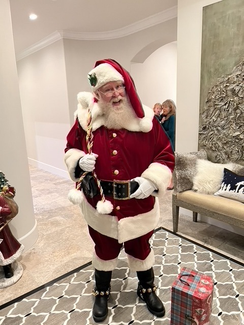 Santa Claus during a live home visit in Dana Point, California