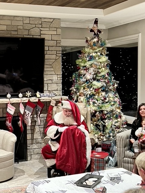 Santa Claus during a live home visit in Dana Point, California