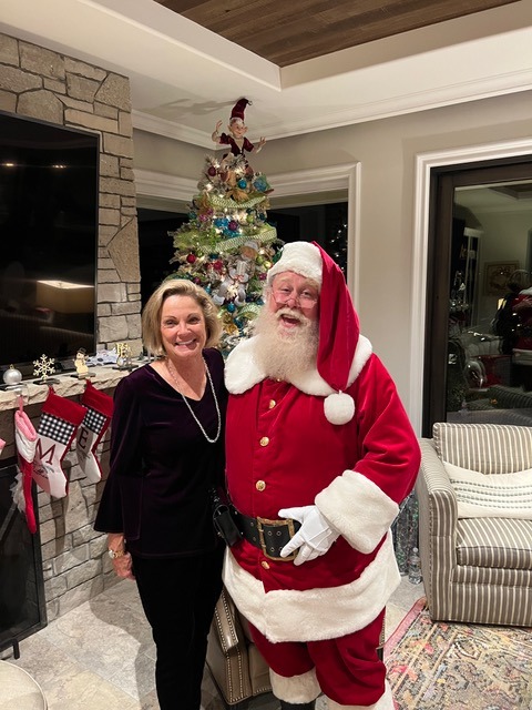 Santa Claus during a live home visit in Dana Point, California