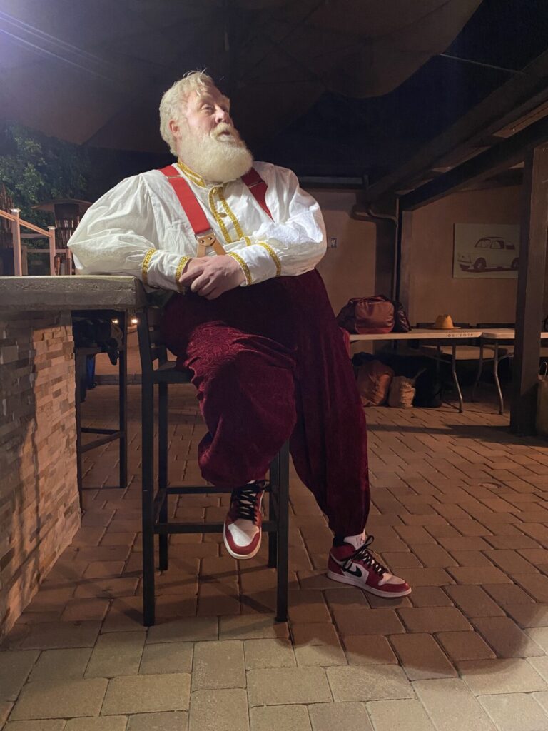 Santa Claus during a live home visit in Los Angeles, California