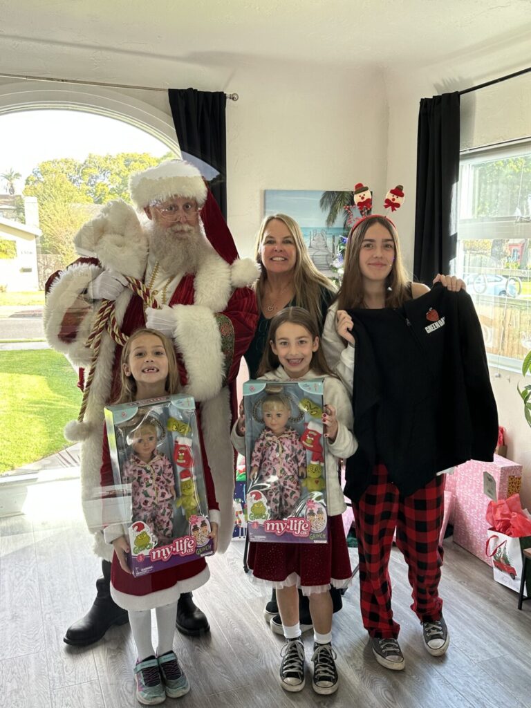 Santa Claus during a live home visit in Torrance, California
