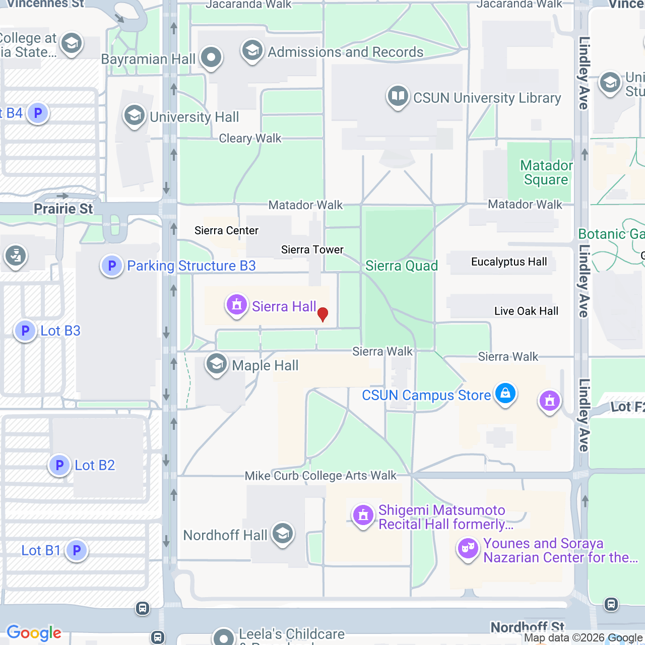 Map showing House of Kringle's Santa visit service location in Northridge, Los Angeles County.