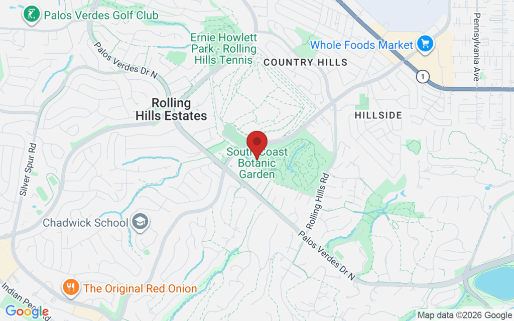 Map showing the location of Holidays at South Coast Botanic Gardens in Rancho Palos Verdes
