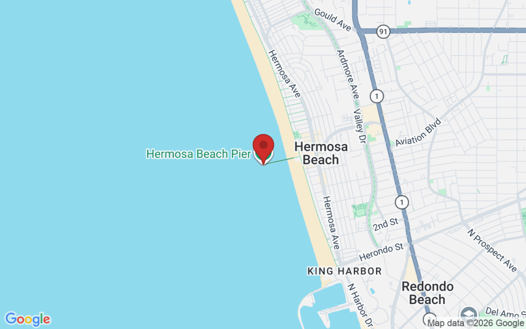 Map showing the location of The California Great Santa Stroll in Hermosa Beach